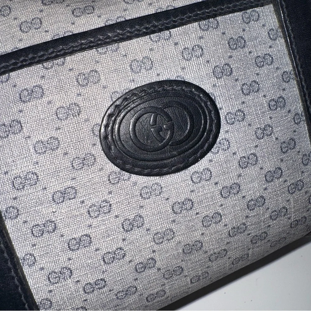 Vintage Gucci Blue Logo Boston Doctor Tote Bag Leather - Picture 3 of 16